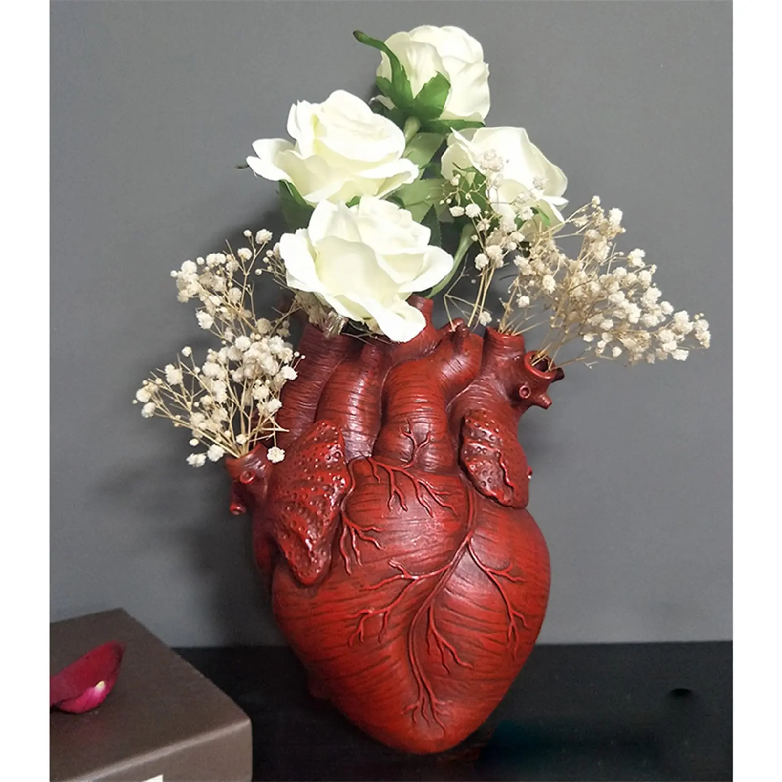 Creative Modern Vase Resin Anatomic Red Heart Shaped Flower Vase Bud Vases in Bulk