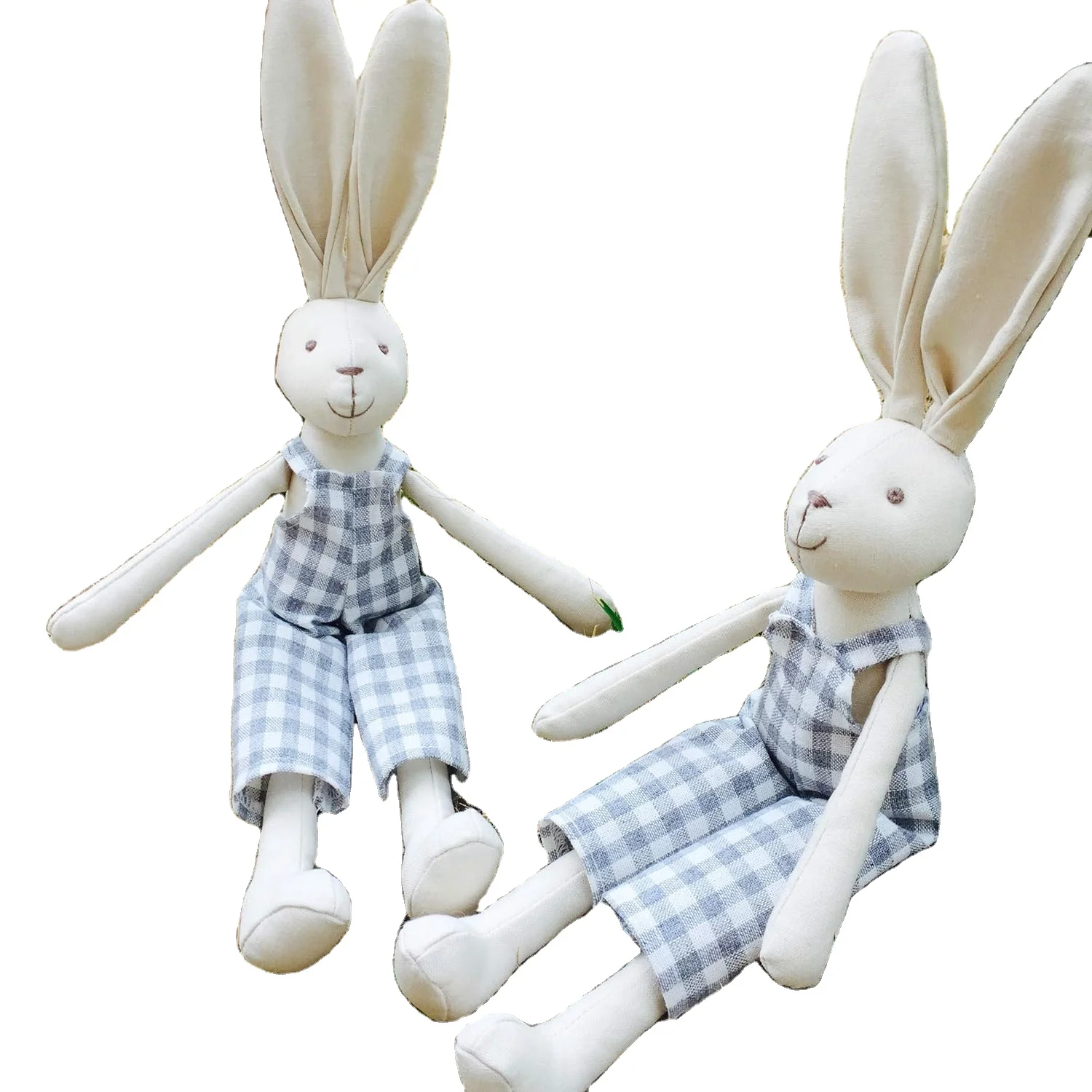 32cm Bunny Boy Fabric Doll Friendly Cotton Linen Rabbit Stuffed Animal Soft Toys with Removable Cloth Birthday Gift for Child