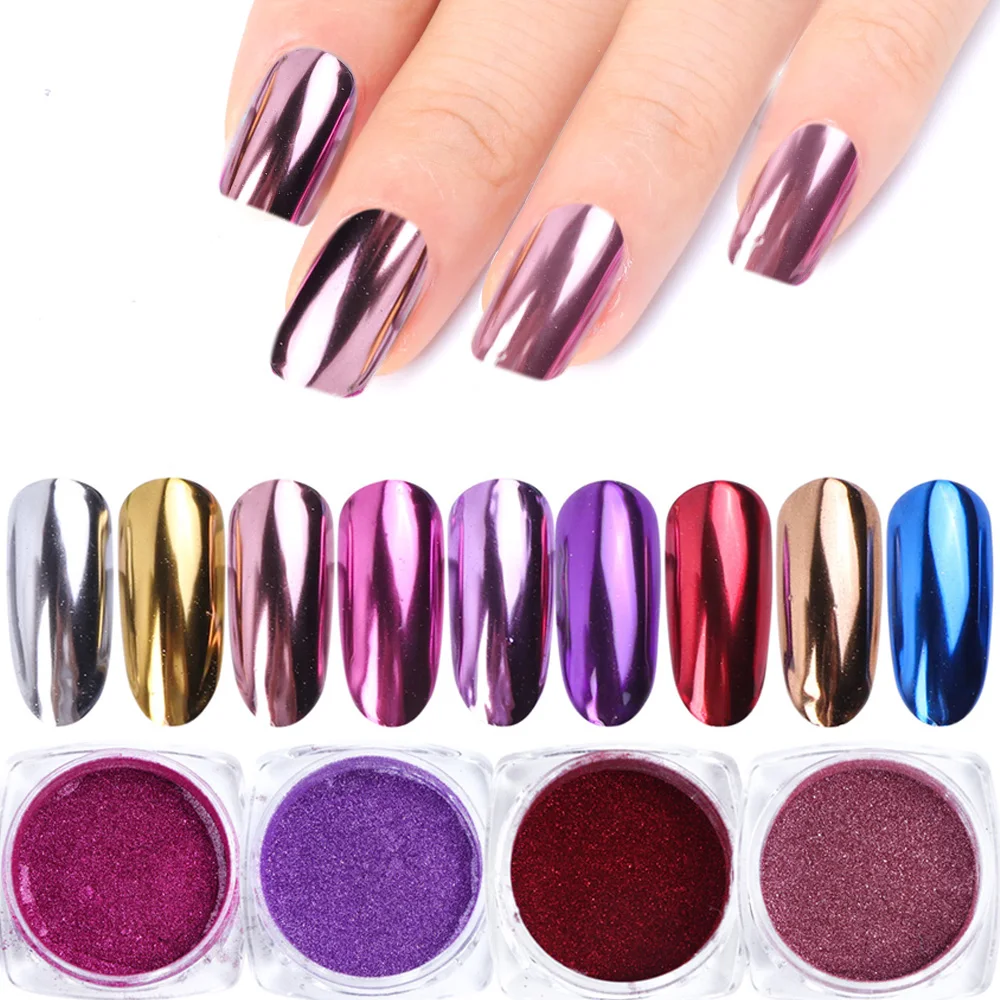 Custom Private Label Metallic Mirror Coating Nail Chrome Powder
