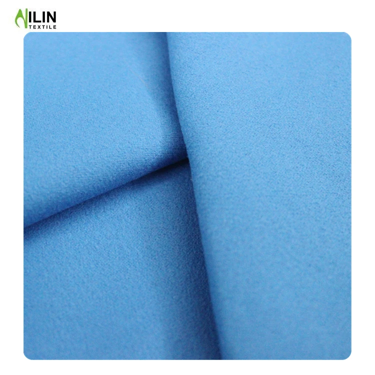 90% polyester 10% polyamide double side brush plain suede fabric