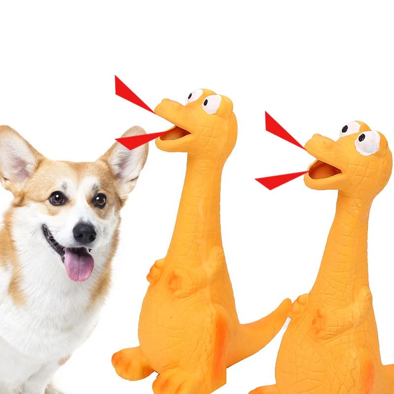 Wholesale Dinosaur Shape Cute Squeaky Toys Latex Durable Aggressive Dog Chew Toy Interactive Training Pet Dog Chew Toy