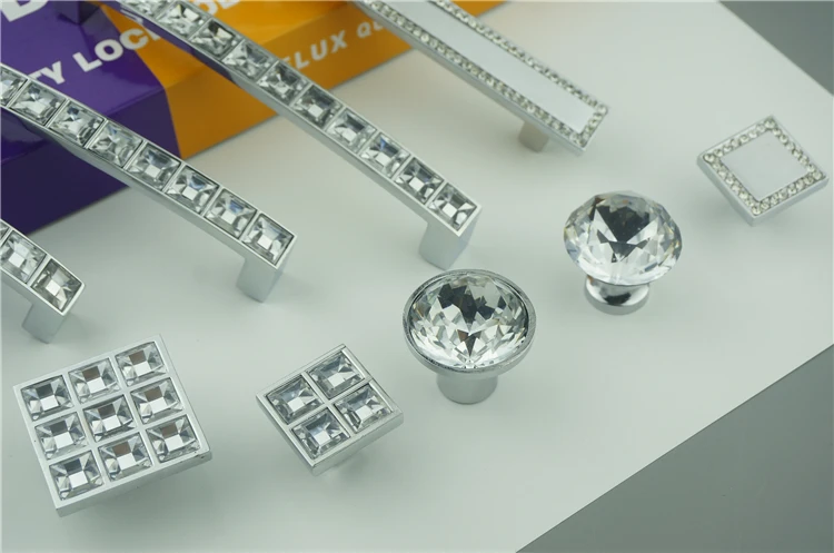 European Style Furniture Accessory Cabinet Handle Knobs Door Knob Handle Crystal Modern Entrance Wardrobe Zinc Acrylic 30mm