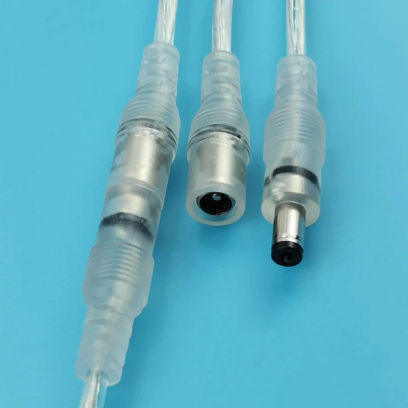 2M Length 5.5*2.1 0.5 20AWG  LED neon Light Transparent Clear Cable Wire Female DC Power Plug Connector