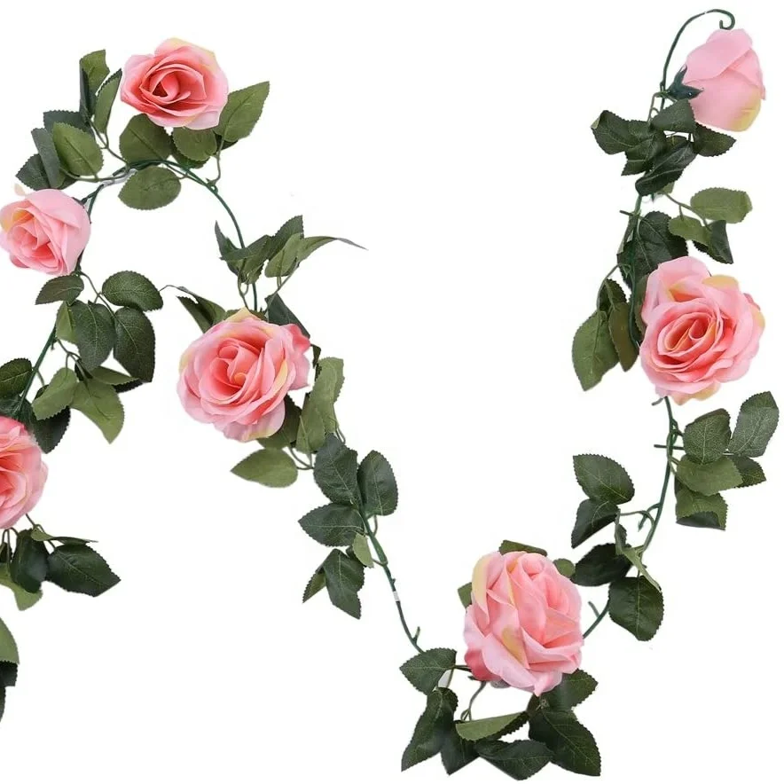 Шелковая искусственная гирлянда розы, классический дизайн, универсальная и модная, настенное украшение или свадебное украшение, 1 шт.