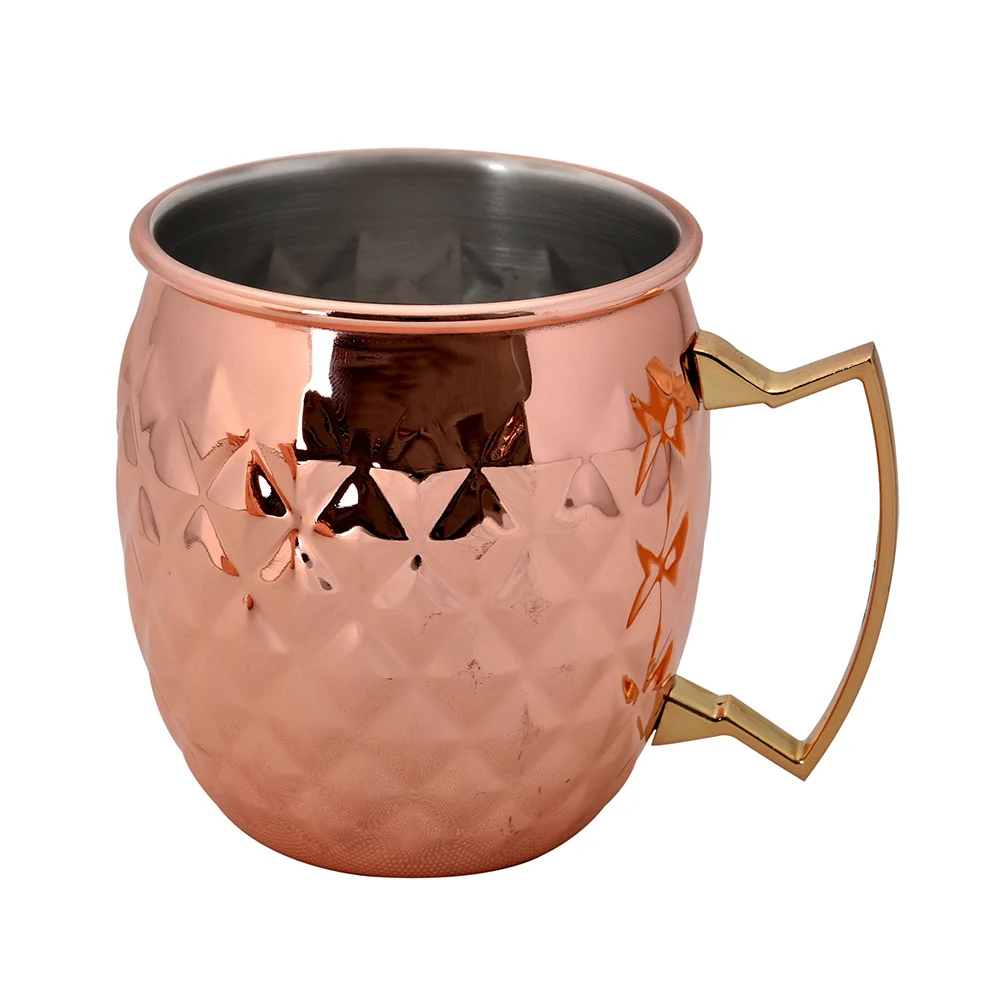 
600ml 304 stainless steel hammered multicolor plating Russian moscow mule mugs 