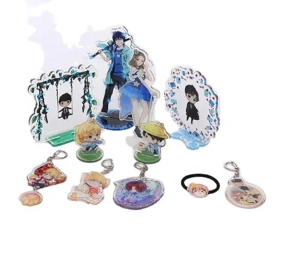 Custom printed acrylic charms Glitter acrylic keychain holographic acrylic stander