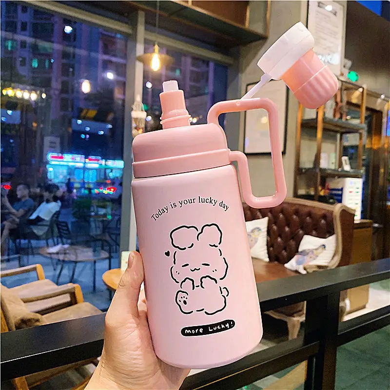 800ml  Portable Jug Stainless steel Fitness Water bottle With Big Handle Customized Logo Water Bottle Outdoor