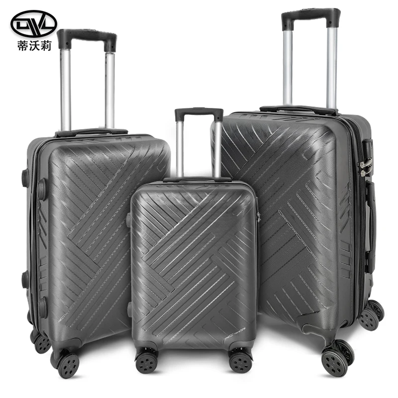 DWL Customized black ABS+PC 3 Pieces Travel Luggage Trolley Business Trip Luggage Suitcase move house luggage sets  with lock