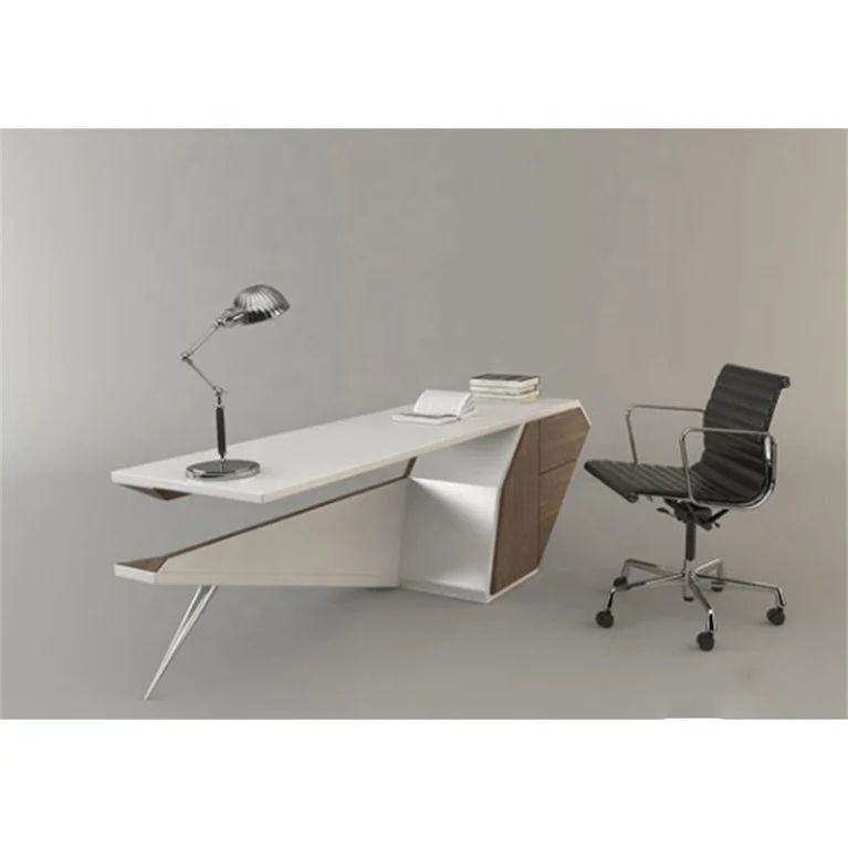 L Shape Desk Furniture Executive Office Desk Unique Artifical Stone Boss Computer Table design