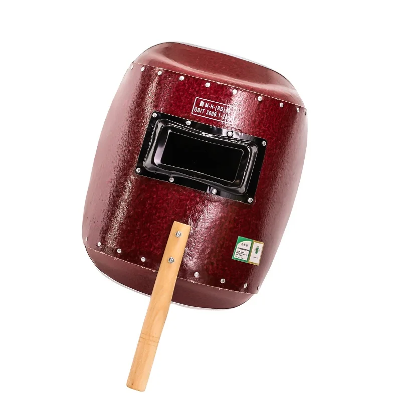 Handheld red paper welding mask, thickened aluminum edge welding cap, waterproof head mounted protective mask
