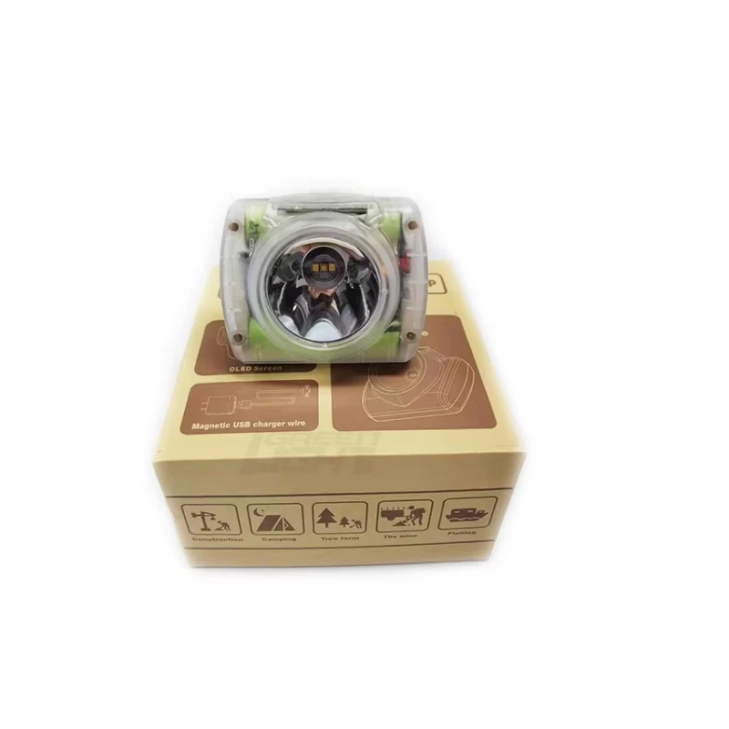 18000LUX Wireless Miner Cap Lamp 7000mAh Cordless Mine Headlamp USB Rechargeable Miners Hard Hat Light with OLED Display
