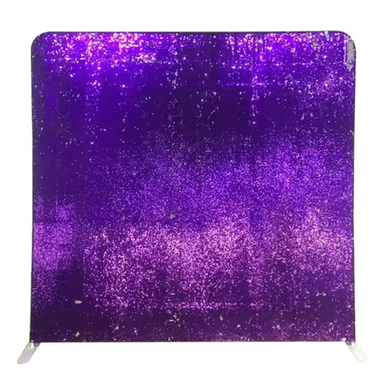 sliver fabric 8ft Aluminum Tube Stand Tension Fabric Pillowcase Cover Photo Booth Backdrop Customized Double-sided graffiti
