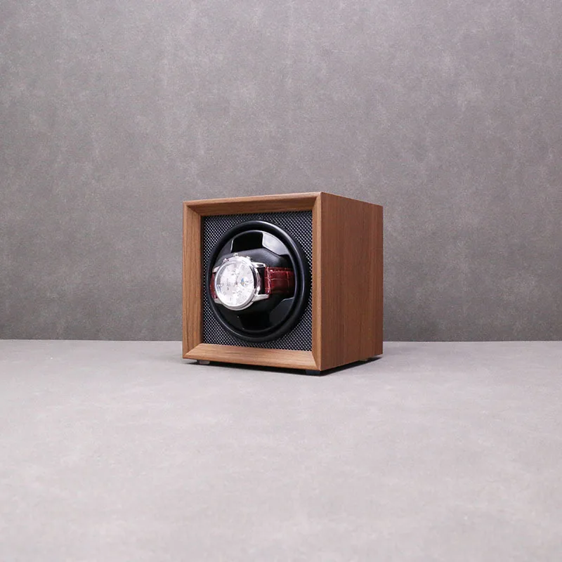 Custom Luxury Premium Walnut Single Watch Box for Automatic Watches with 3 Rotation Modes Wooden Safe Watch Winder