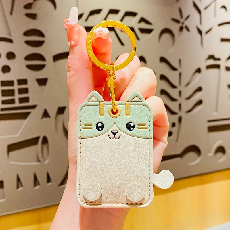 Creative Animal Card Holder Pu Keyring Work Card Package Key Holders Poodle Keychain ID Protection Cover Elevator Card keychain