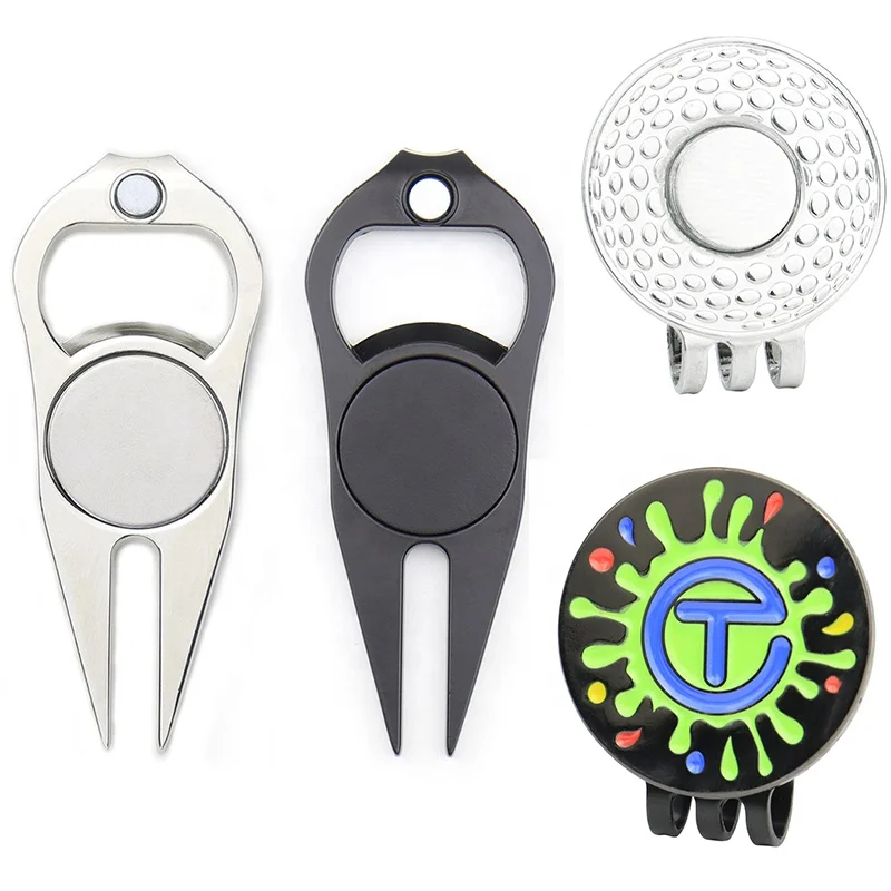 Производитель изготовленный на заказ аксессуары для маркера мяча гольфа зажим шляпы и металлический магнитный инструмент ремонта с изготовителем