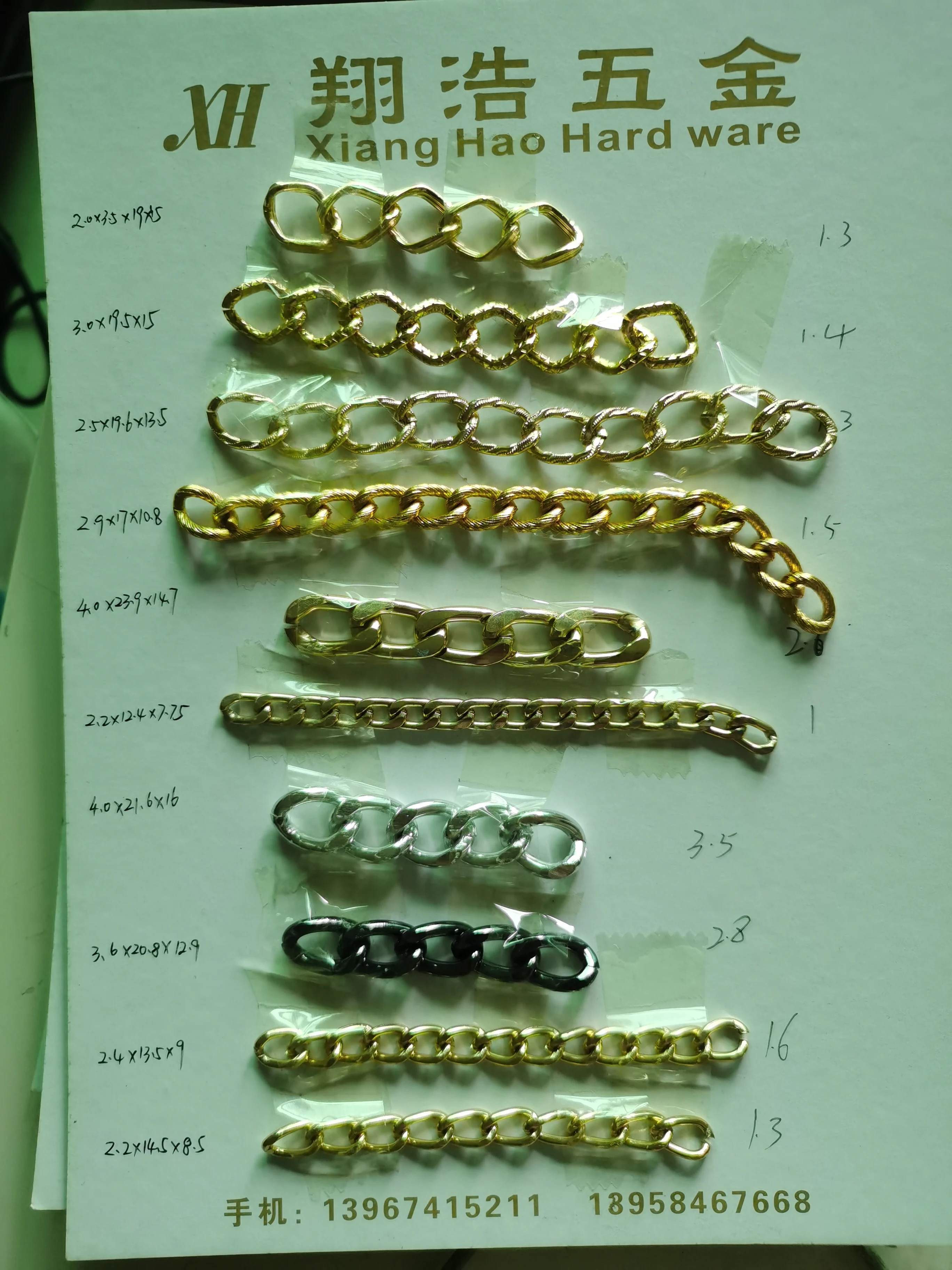 Wholesale Yiwu Jewelry Finding Supplier Iron Aluminum Golden Nickle Color Bag Chain Accessories Roll  Metal Chains