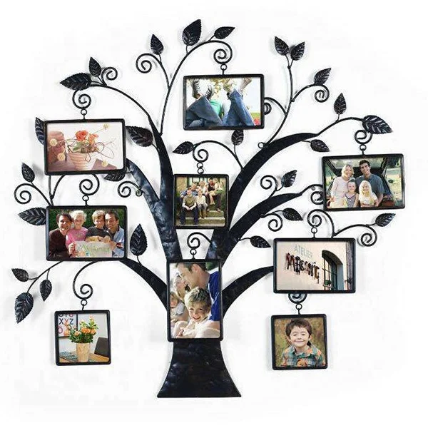 Hot sale metal family tree photo holder display  with hanging pictures frame wall art decor