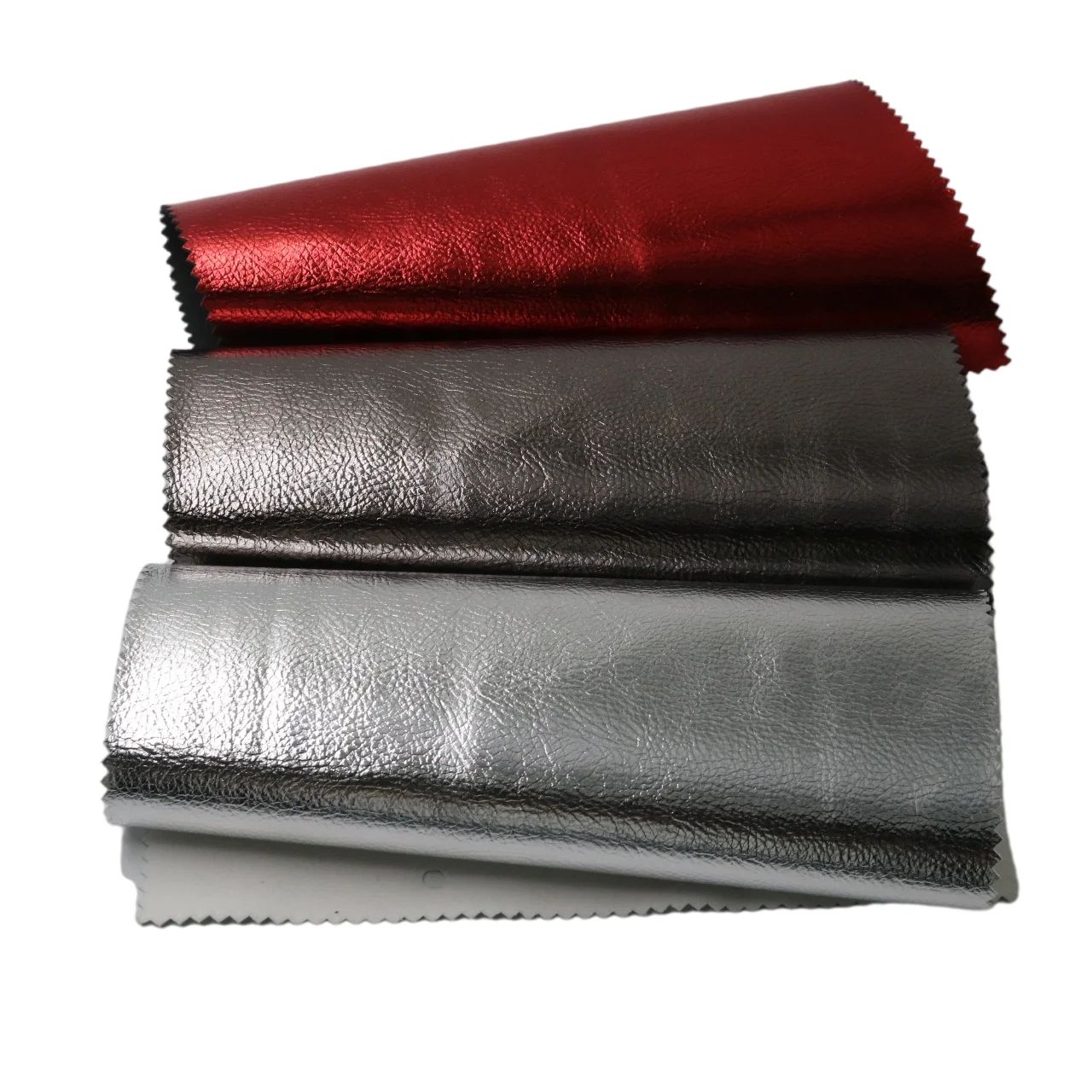 Leather Goods Metallic Film Embossed Litchi Lichee Pattern Pu Faux Leather Rolls For Shoes Bags