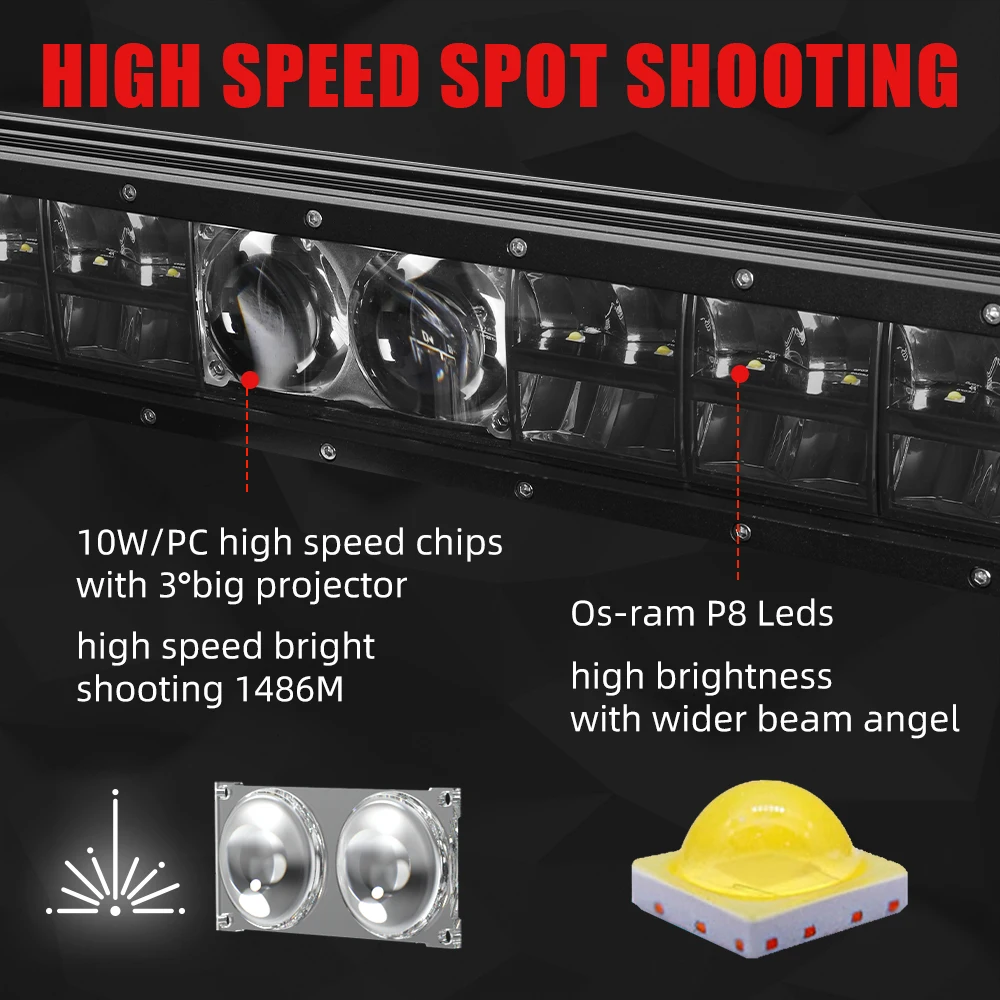 1Lux@3000M Combo Spot Driving Light Bar off road Dual Rows 4X4 22' 32' 42' INCH Offroad Car roof 52 inch Laser LED Light bar