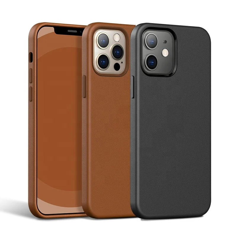 High Quality Genuine Leather Phone Case With Metal Buttons For iphone11 12 13PRO Max Real Leather Cell Business Phone Case cover