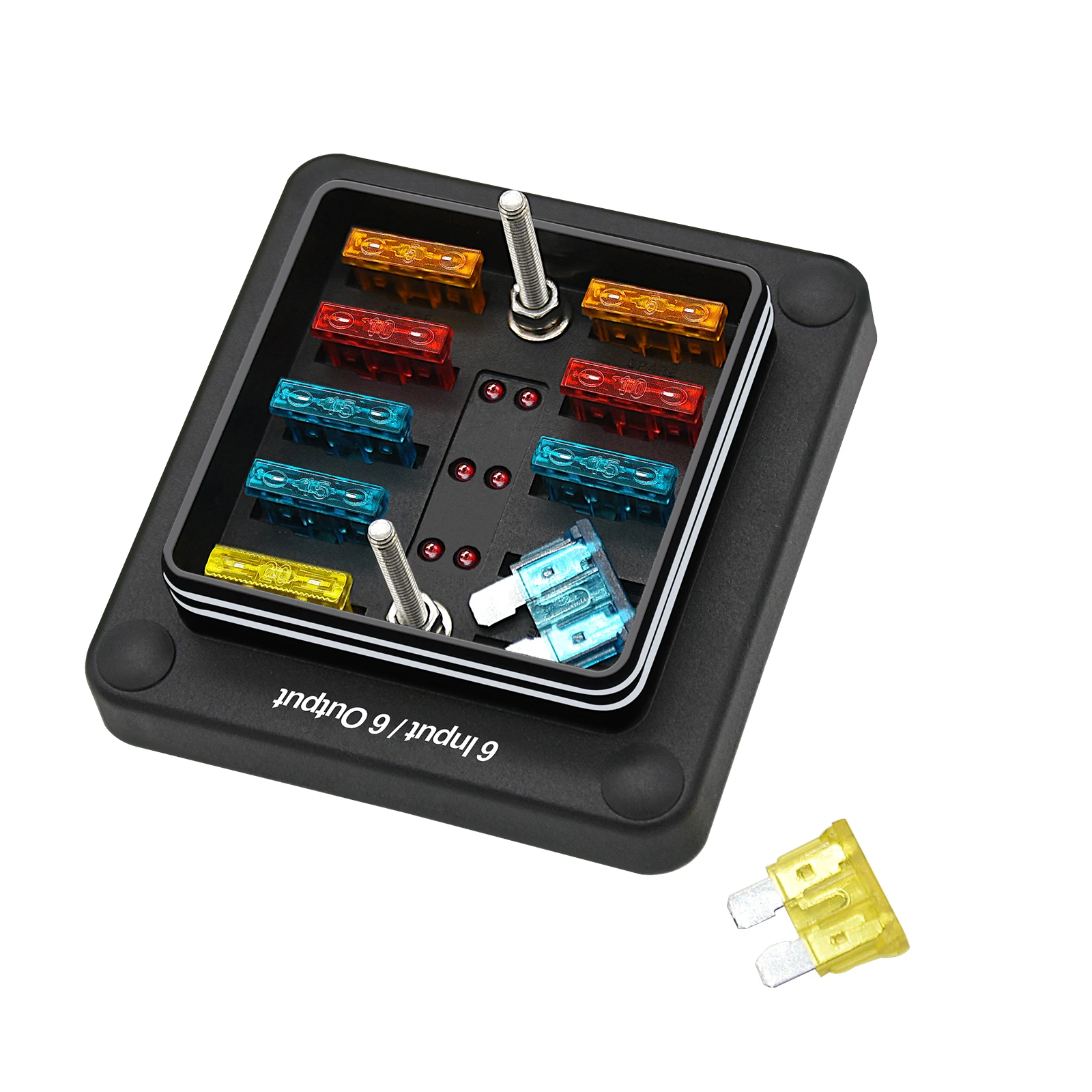 1 input/1 output Marine Car Waterproof 6 Way Fuse Blade Block Holder Fuse Box With Fuse Blade Set