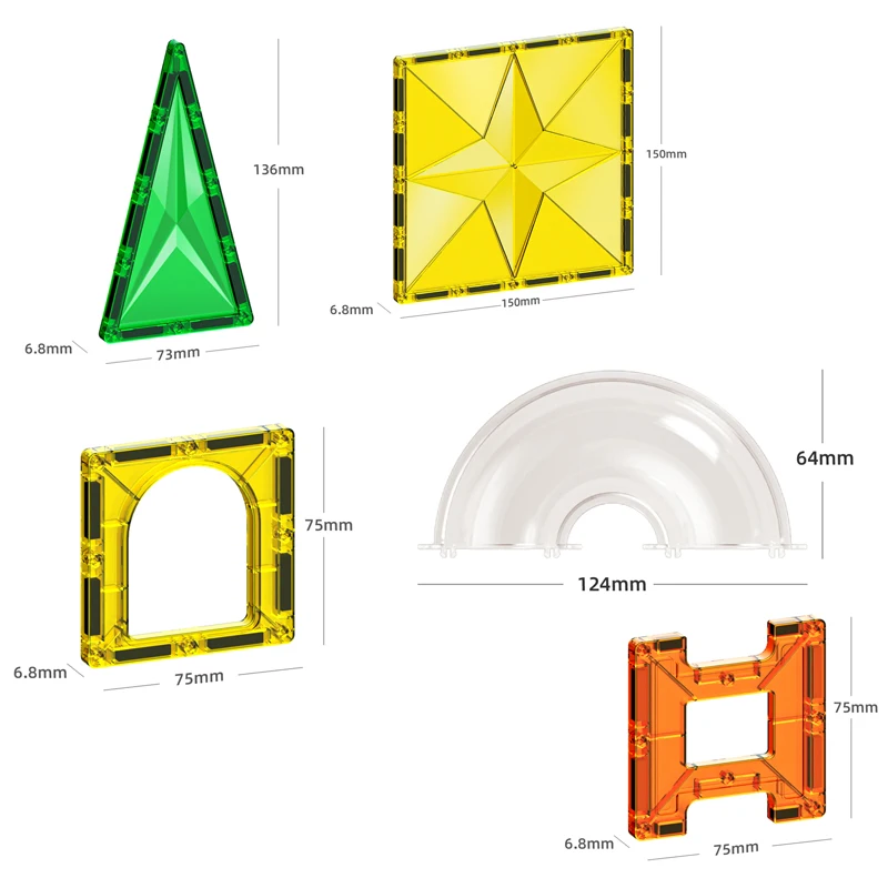Qiyi Tile Magnets101pcs of Building Blocks Road Track Diamond 3D Magnet Puzzles Stacking Construction Blocks for Boys Girls  6+