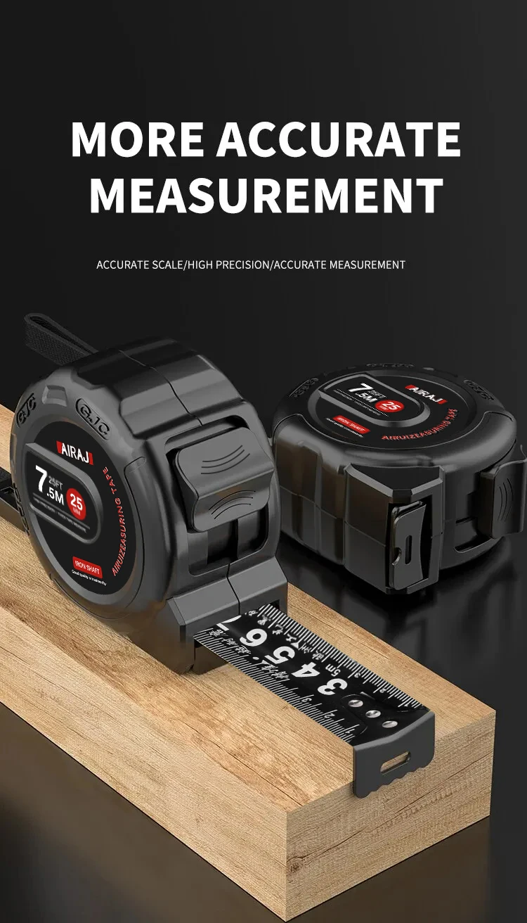 AIRAJ  High Carbon Steel Tape Measure  Portable Manual Measuring Tool with Frosted Anti Drop Shell High-Precision Tape Measure