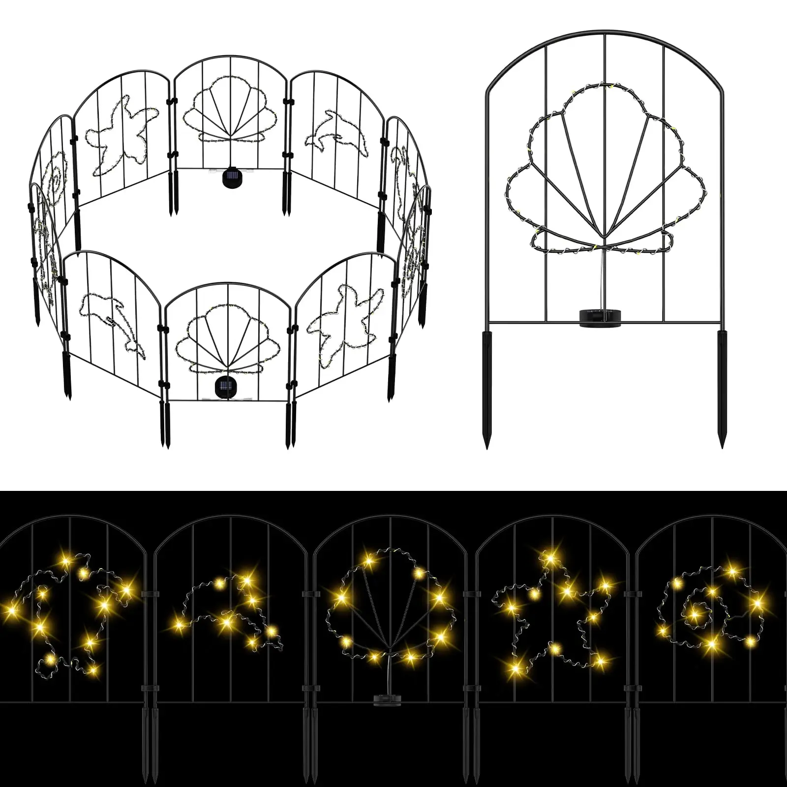 Artistic Yard Divider Screen Hand-Crafted Iron with Abstract Botanical Motifs