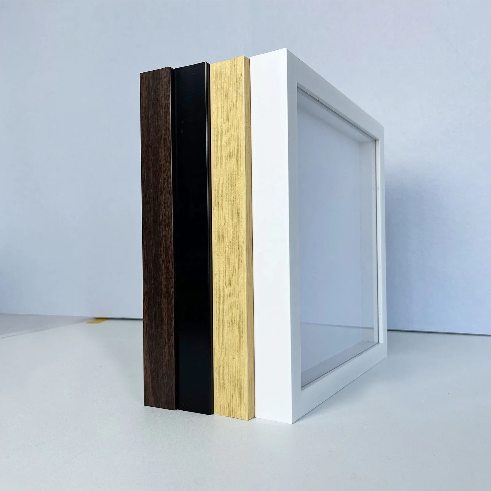 wholesale simple square plastic 8x8 inch tabletop teak wood 3D deep shadow box frame