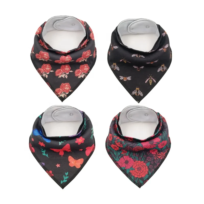 wholesale 4 pack organic cotton cute girl bandana baby bibs waterproof plain drool babies bibs set apron for baberos babador