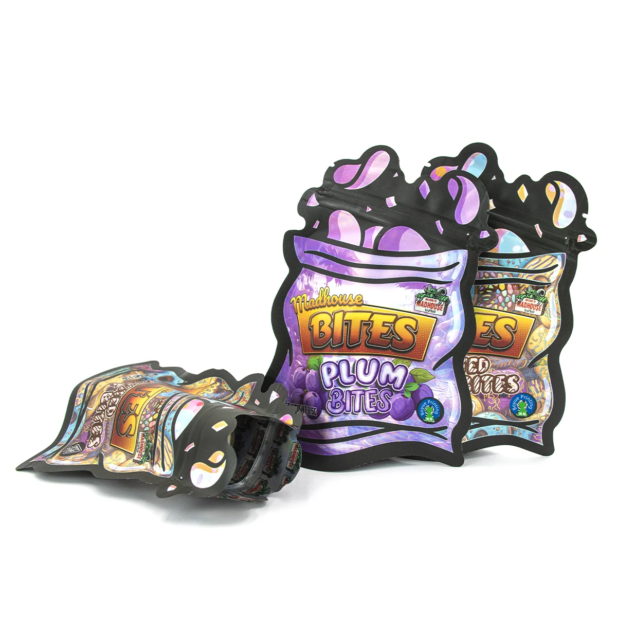 Die cut Shaped Packaging Ziplock 3.5 Smell Child Proof Custom Mylar Bags