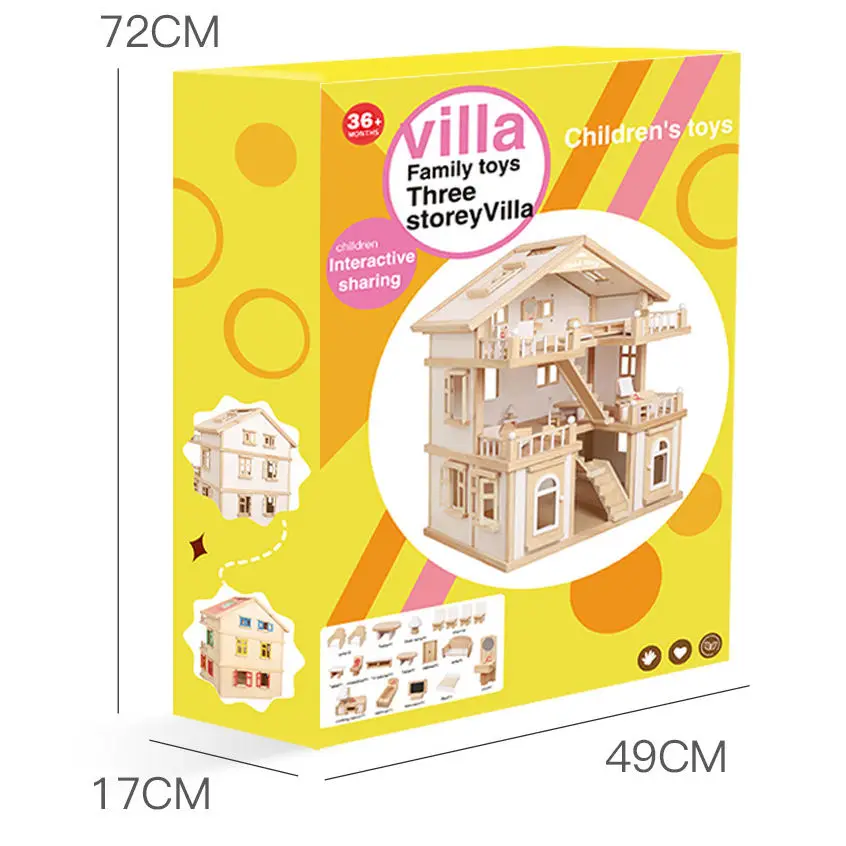 Baby Role play game toys 3 Floors Girls Petend Play house Game Kids Big Wooden Doll House For Children kids toddler