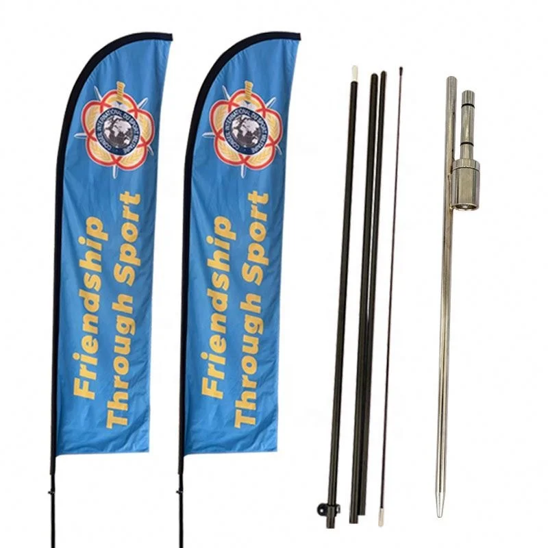Factory Advertising Tear Drop Flying Feather Flag Custom  Beach Flag  Banners & Display Accessories With Pole Base Spike Stand