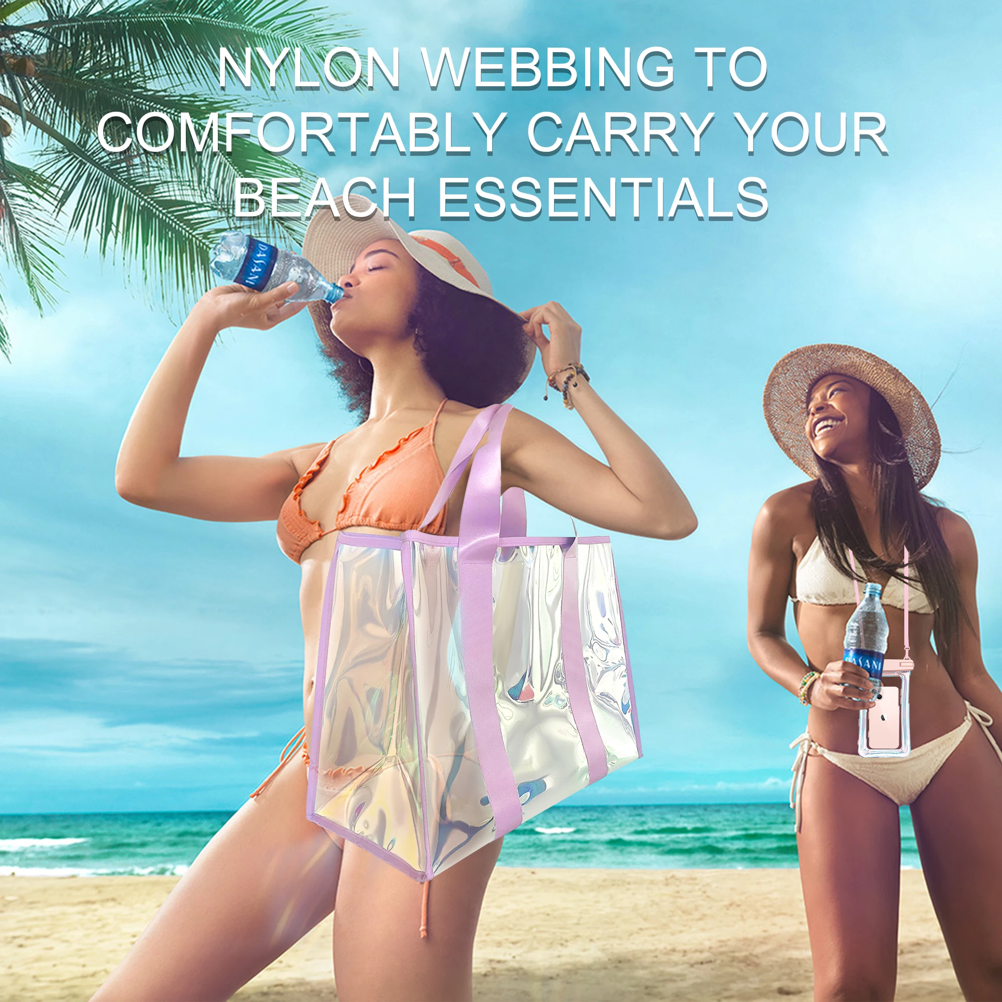 Stylish Trendy Iridescent Beach Waterproof Handbag Mobile Phone Case For Summer