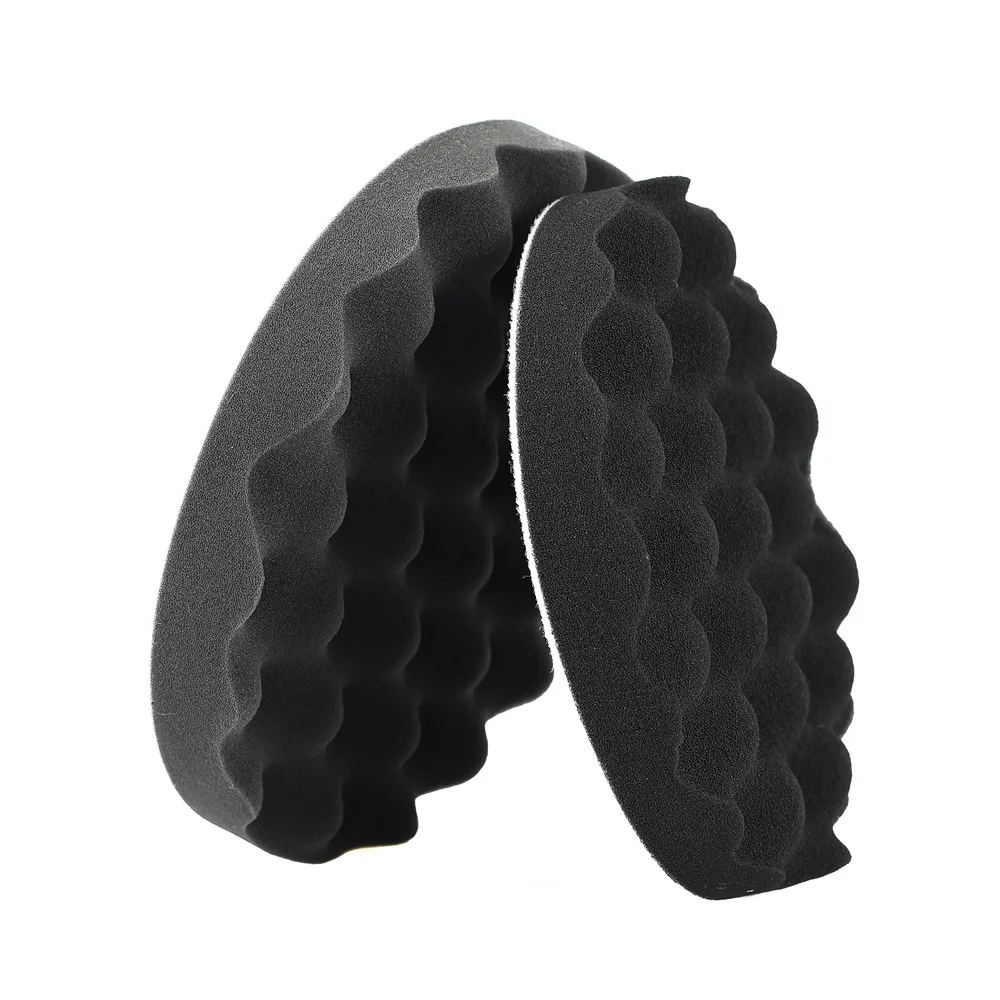 7'  Black Waffle Foam Buffing Pad Black Sponge Wheel  Hook & Loop Foam Pad  fits 7' Backing Plate for Auto Detailing Waxing