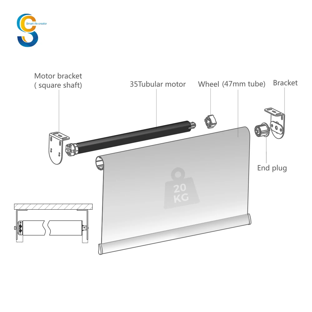 Motorized External Roller 38mm Ac Tuya Smart Tubular 433mhz Wireless Receiver Metal Wifi Blinds With Motor