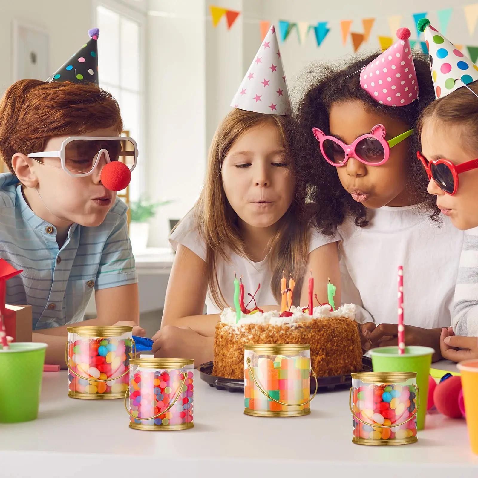 Custom Paint Tin Cans Clear Plastic PET Empty Mini Tin Bucket with Lids For Art Crafts Candy DIY Packing