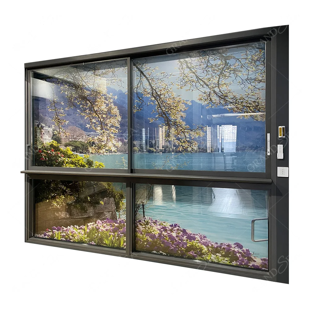 Automatic Simple Narrow Frame Design Electric Push-pull System Maximum Open Space Aluminum Alloy Tempered Glass Sliding Window
