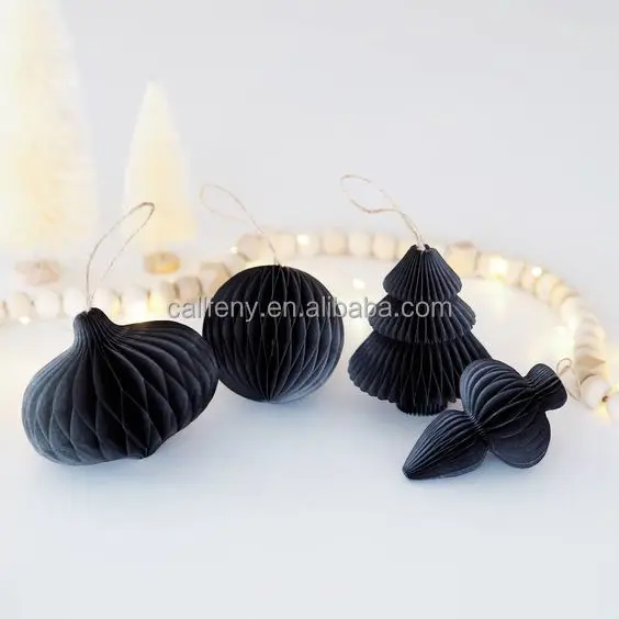 Hot sell multiple colors set of 4 Hanging ornaments honeycomb paper for Christmas decoration window display