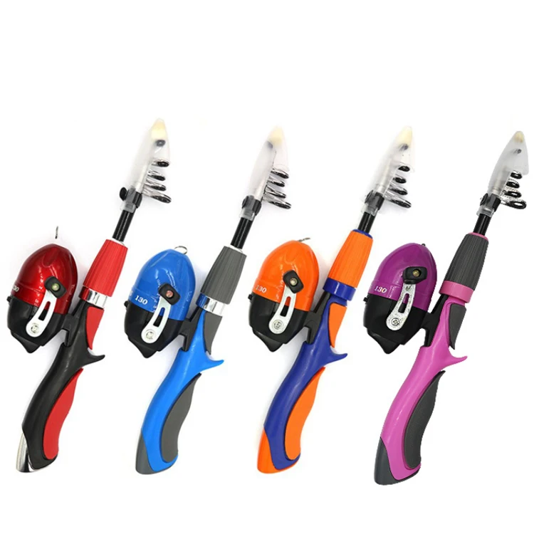 Fast delivery Kids Fishing Pole Set Telescopic Portable Lightweight Comfortable Grip Rod Kit With Reel Bait Box Fish Equipment