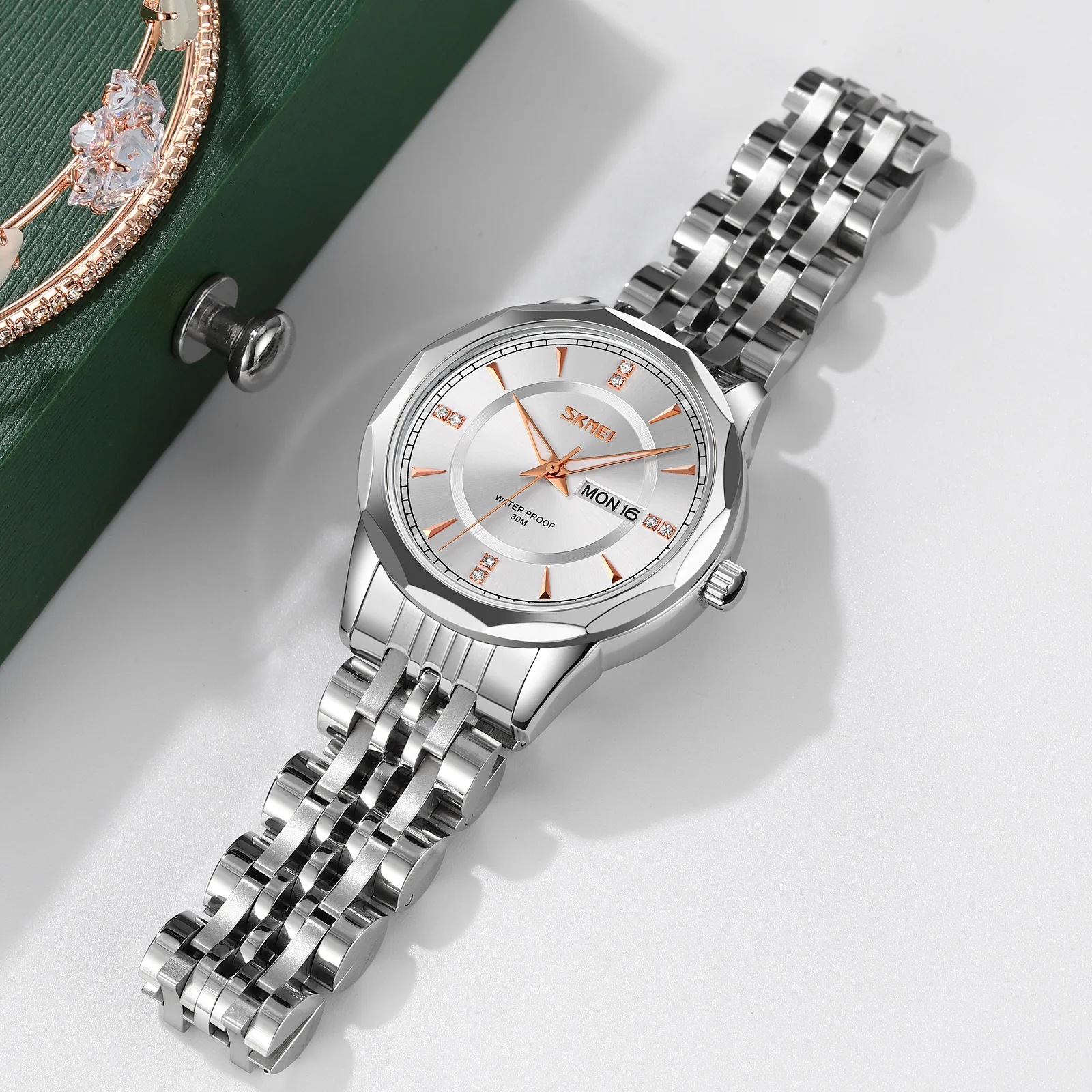 SKMEI 9264 High Quality Women Hot Sell Model Stainless Steel Luxury Lady Quartz Wristwatches