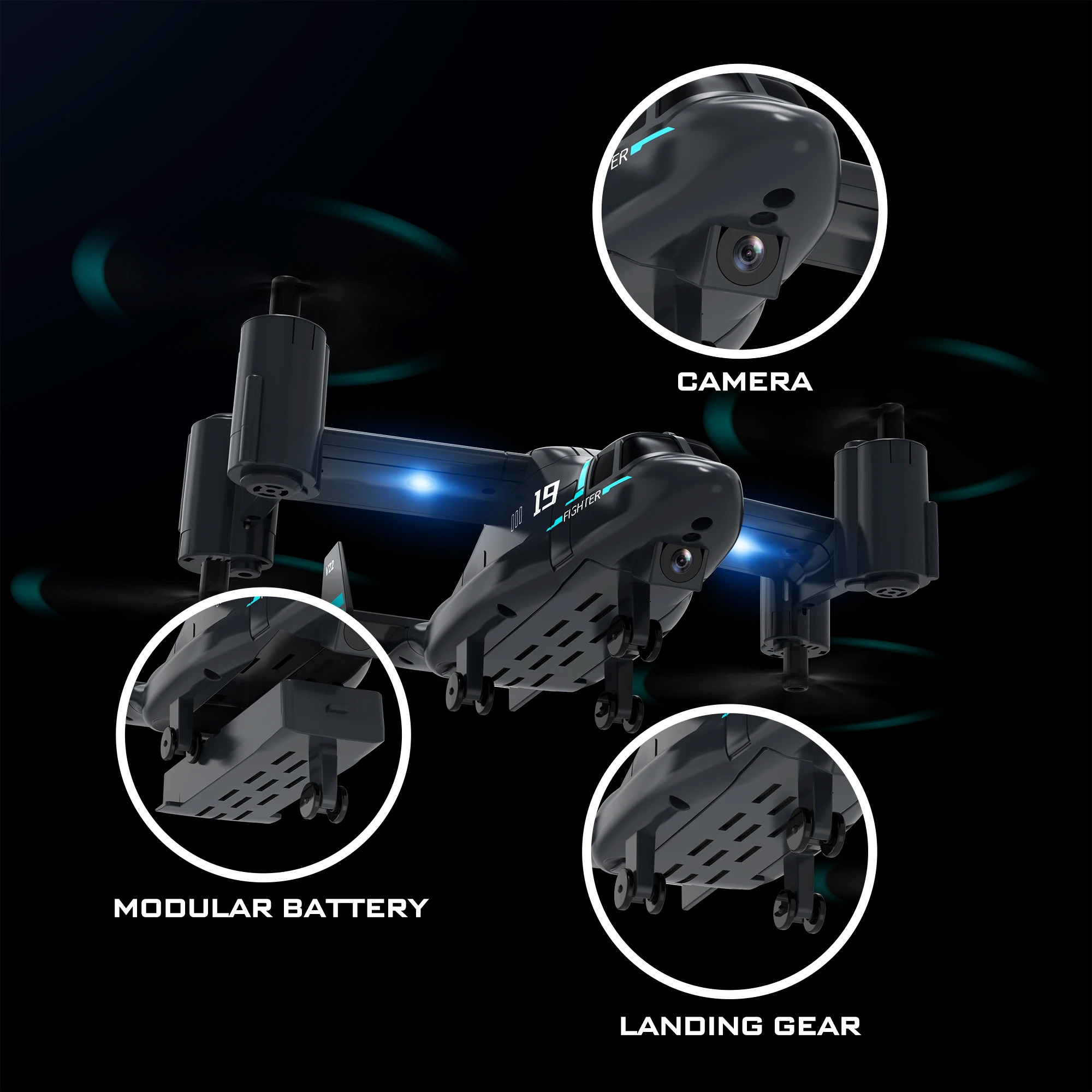 LM19 fighter aircraft headless mode 2 in 1 airplane with camera fpv real time image transmission mini drone toy