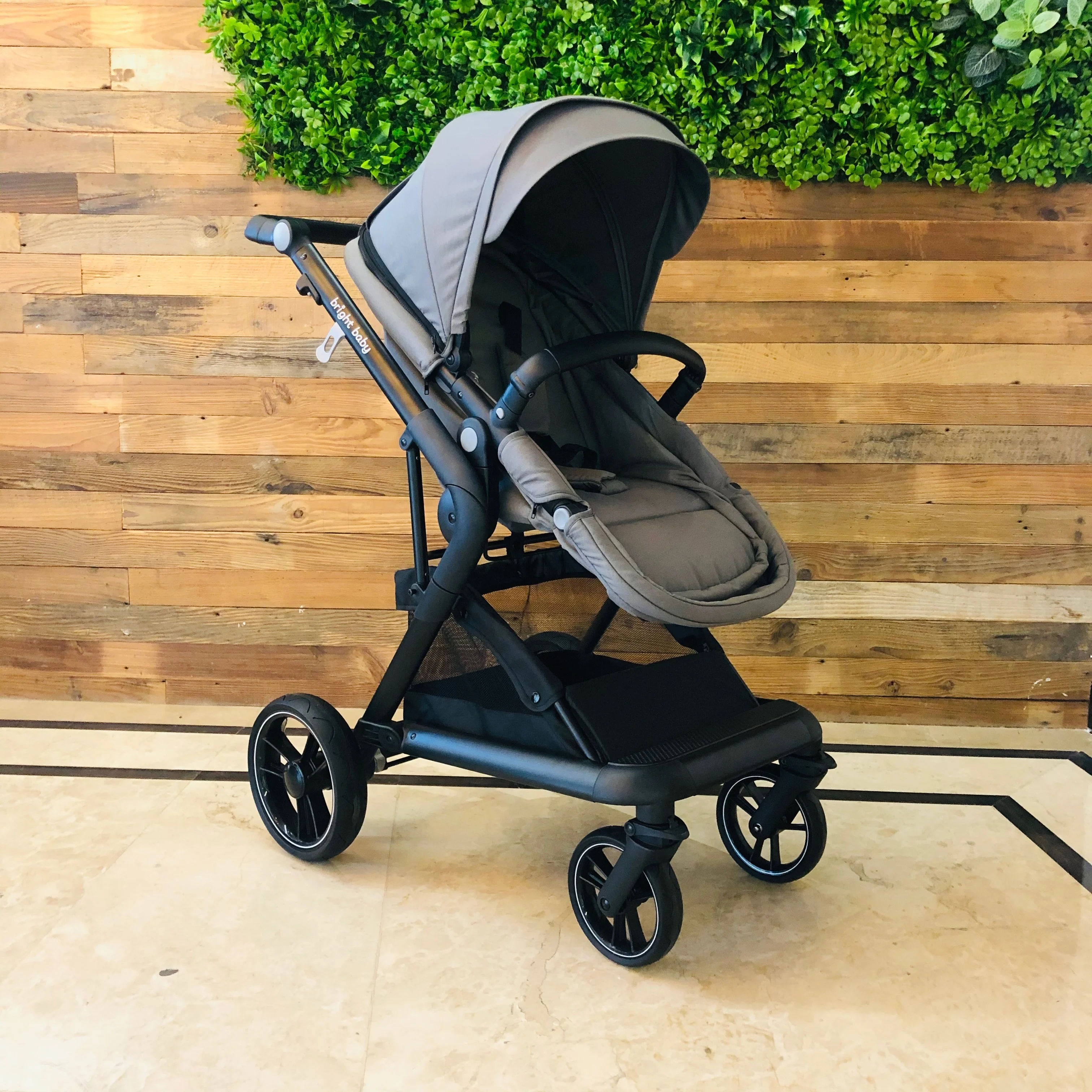 Brightbebe Aluminum baby stroller carriage 2 in 1 luxury travel systems baby pram transfer to carrycot