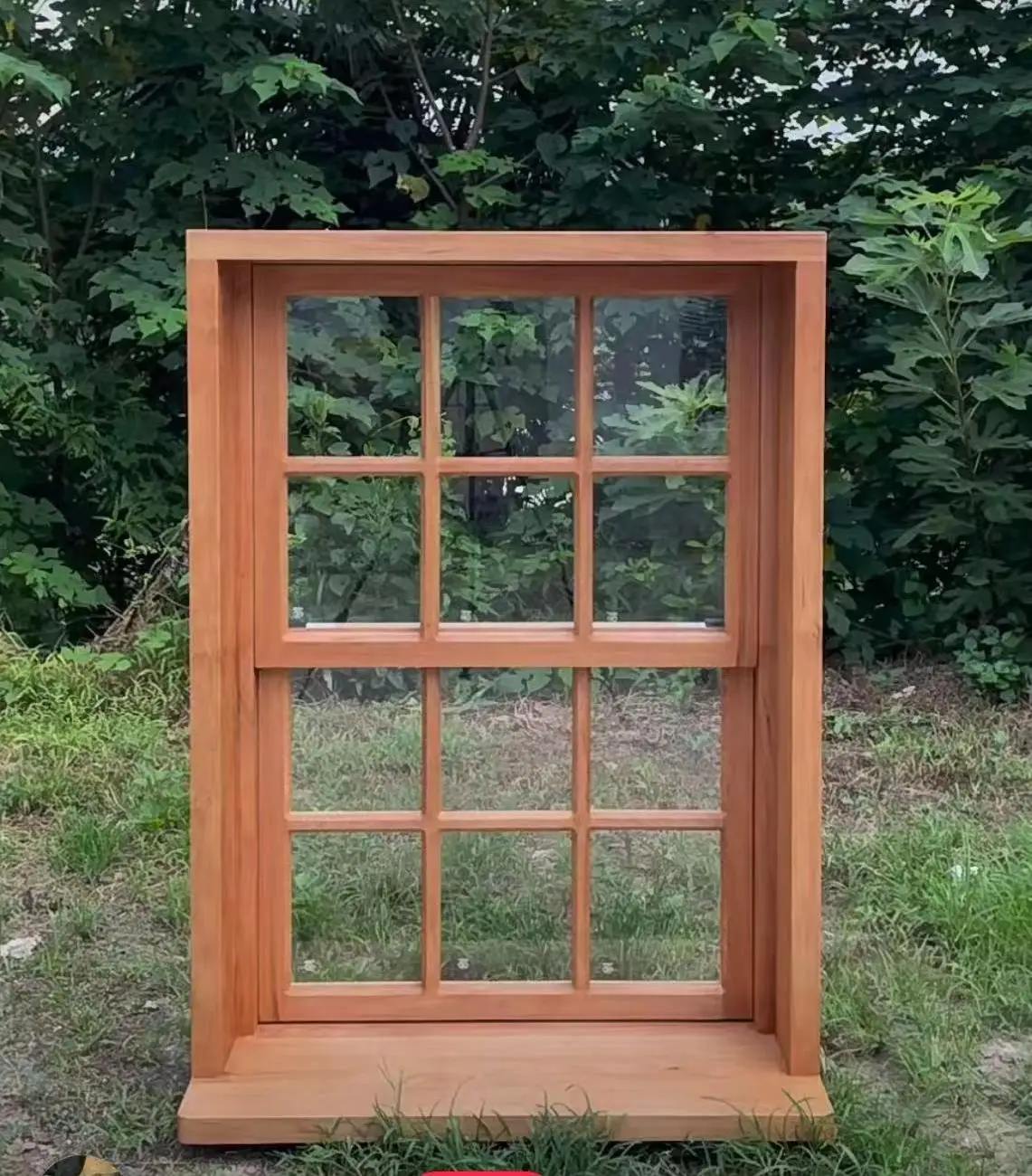 Solid wood  up and down sliding window American style double hung window with grille design