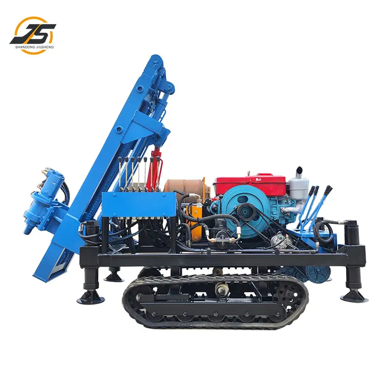 360 degree rotating solar powered drilling rig with hydraulic drilling hole and spiral drilling rig