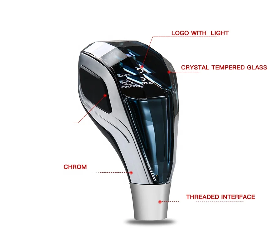 LED Backlight Crystal Shifter Lever Aluminum Leather Knobs Auto Car Parts Manual Universal LED sensor handle