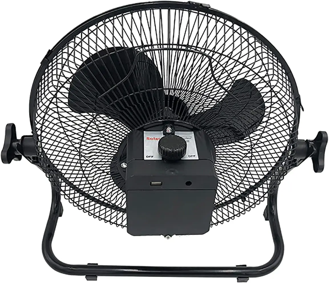Rechargeable Black 3 Gears 15w Solar Power Table Pedestal Fan With Solar Polysilicon Panel Usb Light Battery Remote Control