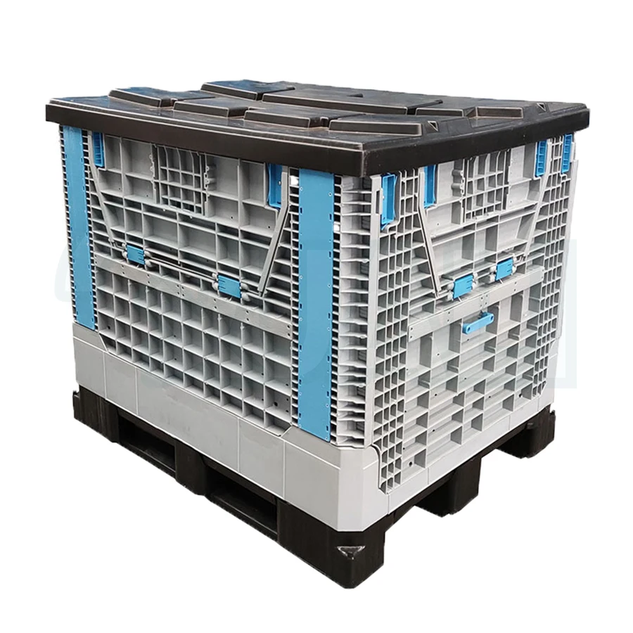 Mesh Box Wire Cage Heavy Duty Plastic Pallet Box Folding Pallet Container With Wheels