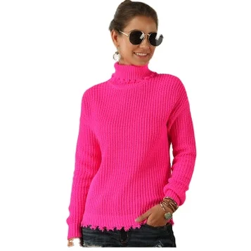 
2020 winter autum Women sweater Bright Color turtleneck Long Sleeve Fitted Knitted Cropped plus size sweaters 