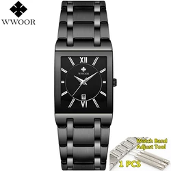 2019 Waterproof Golden Male Wristwatch Top Brand Luxury WWOOR Men Watches Gold Black Square Quartz watch men